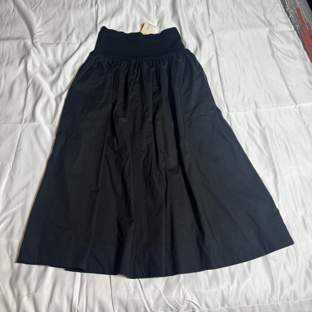 Women's LUCYPARIS Black Mary Kate Poplin Midi Skirt S
